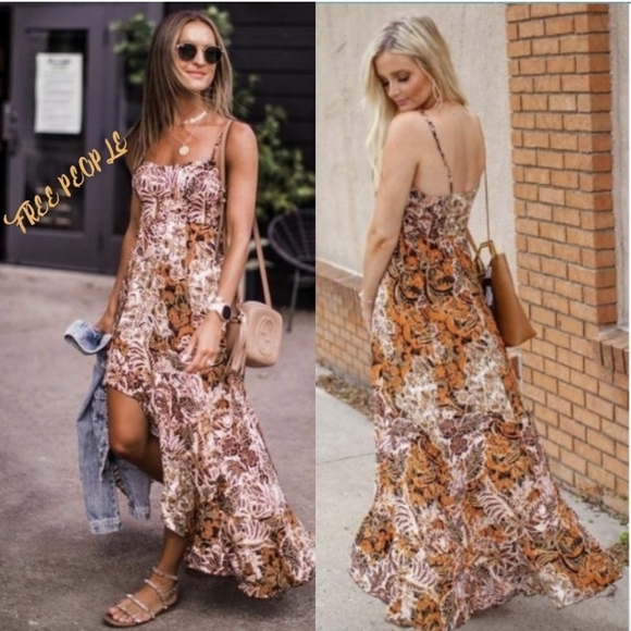 Free People Dresses & Skirts - Free People forever yours smocked printed boho maxi slip dress xs small